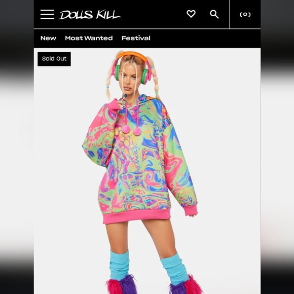 Dolls Kill Acid Amoeba Oversized Hoodie - Picture 3 of 9